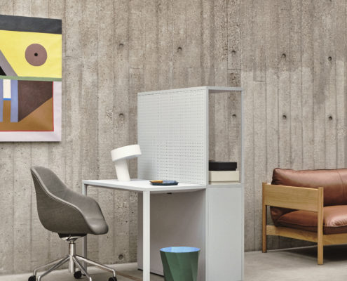 AAC 155 Atlas 931 alu tilt swivel base_Slant white_New Order Table_New Order Shelving System light grey
